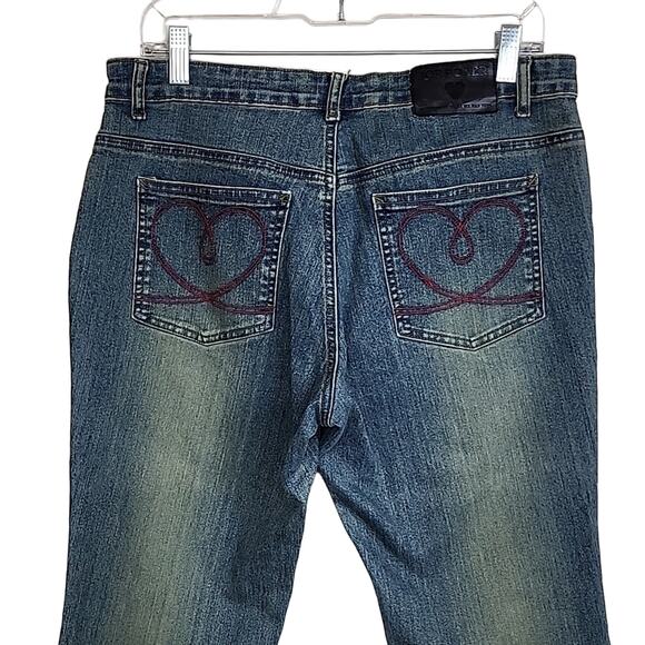 Y2K 90s Vintage Velour Detailed Denim Joe Boxer Studded Jeans - Picture 3 of 7